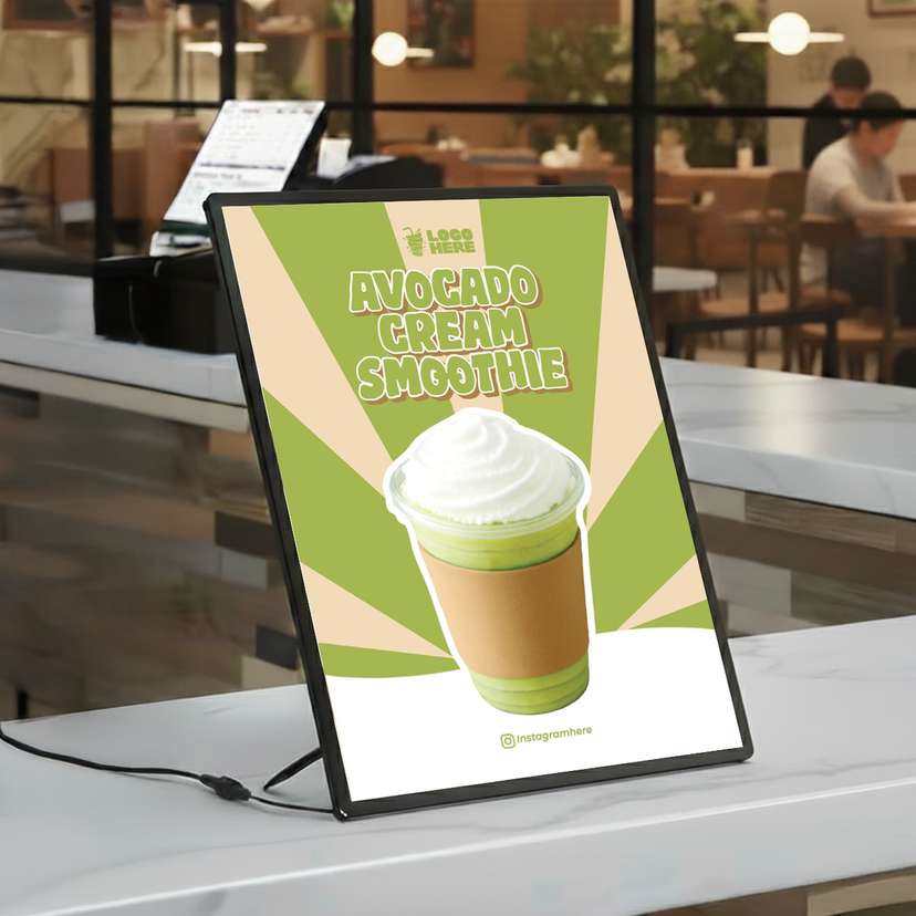 Slim LED Menu Avocado Smoothie Dengan Latar Hijau - Image 1