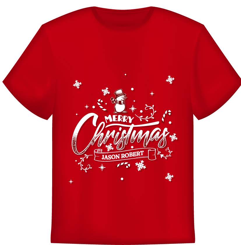 Kaos Merah Merry Christmas Dan Nama - Image 1