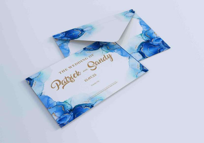 Amplop Wedding Nuansa Biru Gold - Image 1
