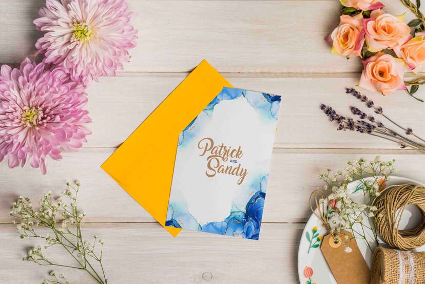 Undangan Pernikahan Nuansa Marmer Blue Gold - Image 1