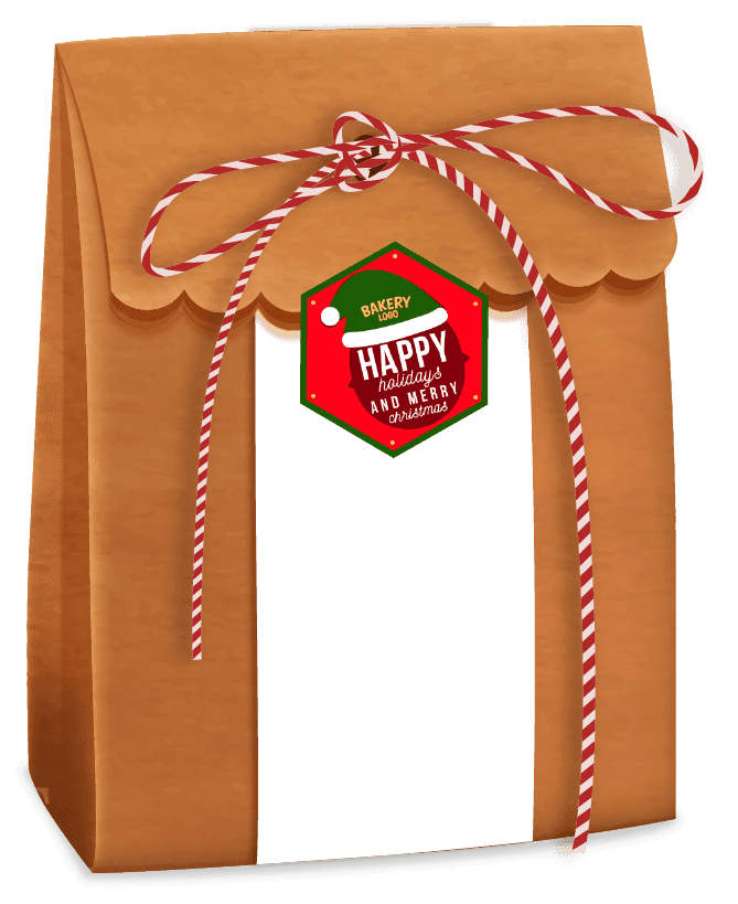 Stiker Happy Holidays & Merry Christmas Desain Topi Santa untuk Kemasan Kue dan Hampers - Image 1