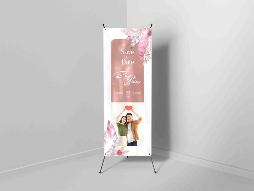 X Banner Save The Date Wedding Desain Minimalis Elegan - Image 1