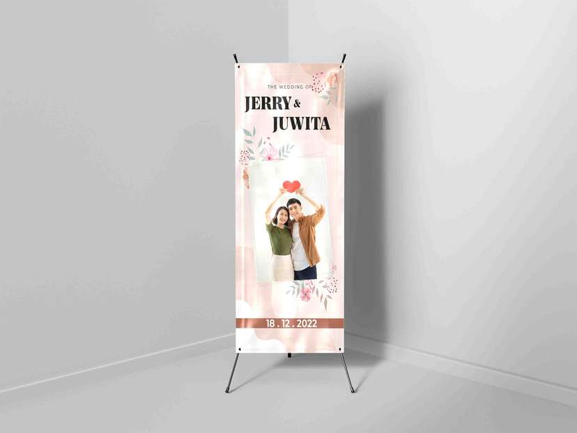 X Banner Wedding Elegant Desain Minimalis dengan Nuansa Pastel Floral - Image 1