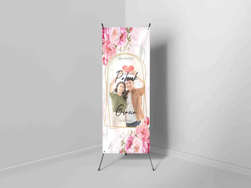 X Banner Wedding Floral “Patrick & Gracia” Desain Romantis dengan Sentuhan Bunga Peony Elegan - Image 1