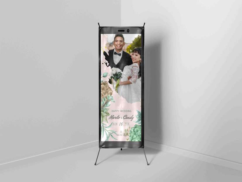 X Banner Wedding Pastel Floral  Desain Elegan untuk Hari Bahagia Anda - Image 1