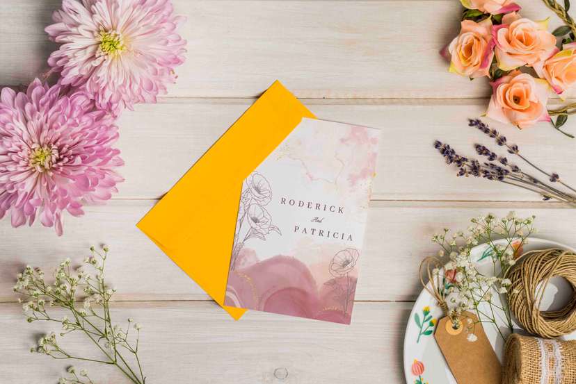 Elegant Blush Floral Wedding Invitation - Image 1