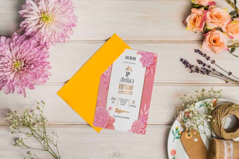 Sweet Floral 17th Birthday Invitation - Image 1