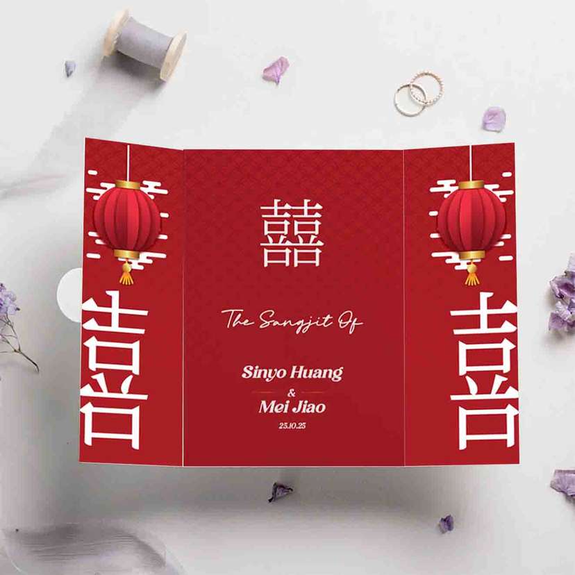 Undangan Sangjit Oriental Lipat Tiga - Image 1