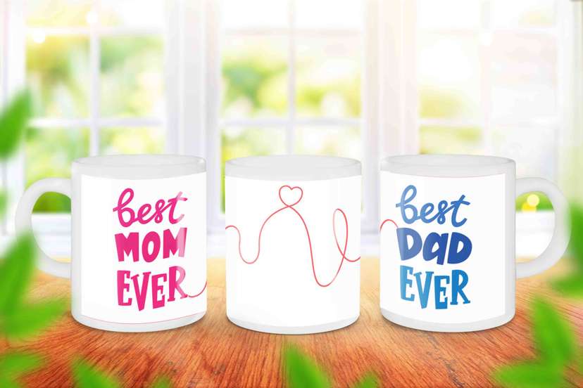 Mug Pasangan Best Mom Ever and Dad - Image 1