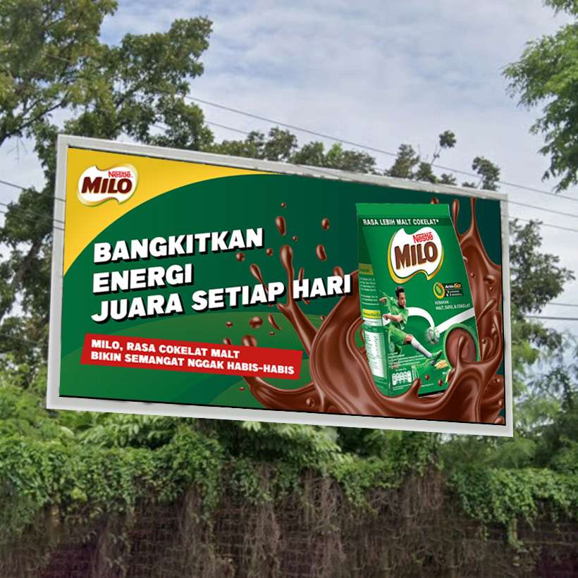 Baliho Billboard Milo Cokelat Malt Favorit Keluarga Indonesia Aktif Sehat Semangat - Image 1