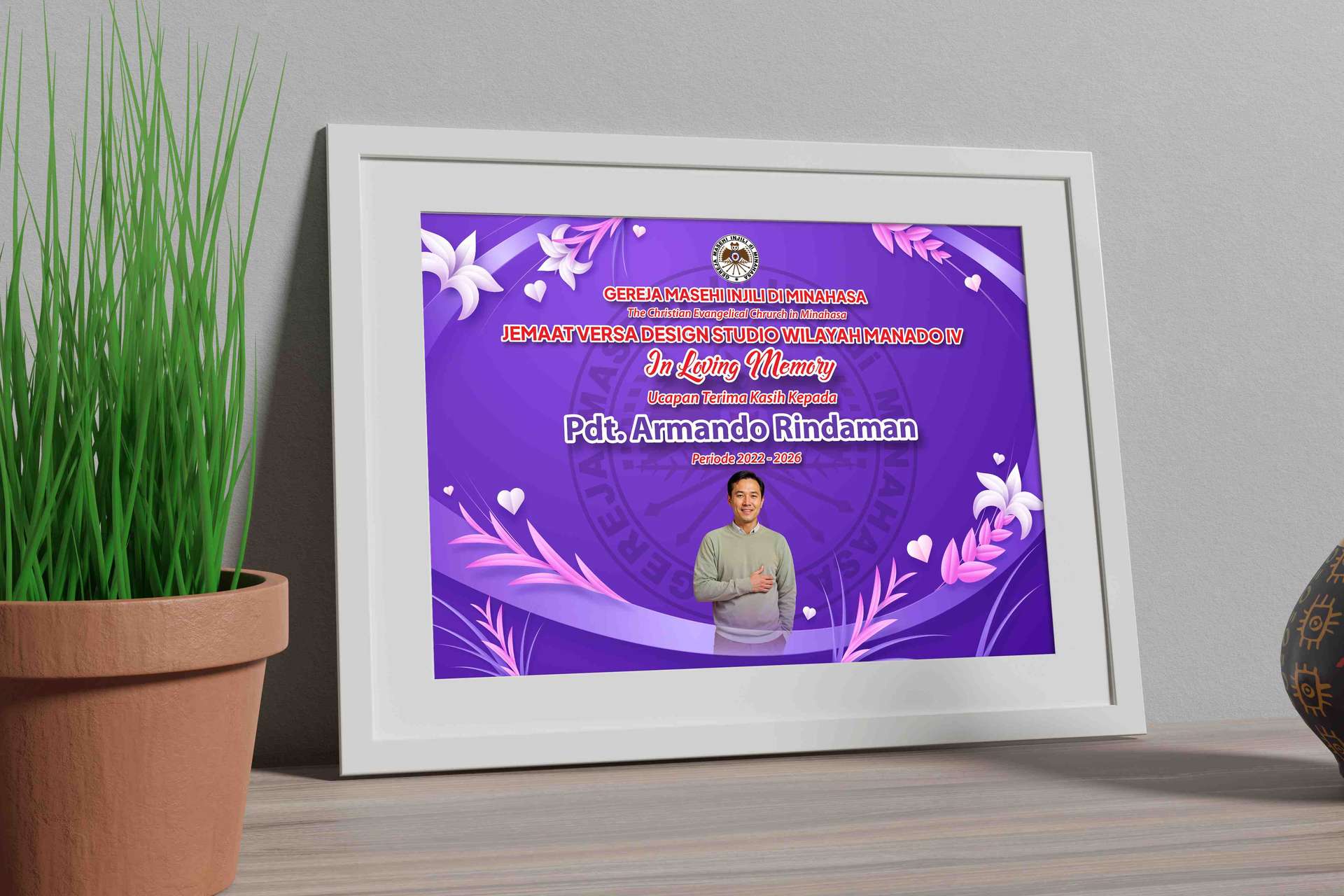 Piagam Ucapan Terima Kasih Pelayanan Pendeta GMIM - Ungu Merah - Image 1