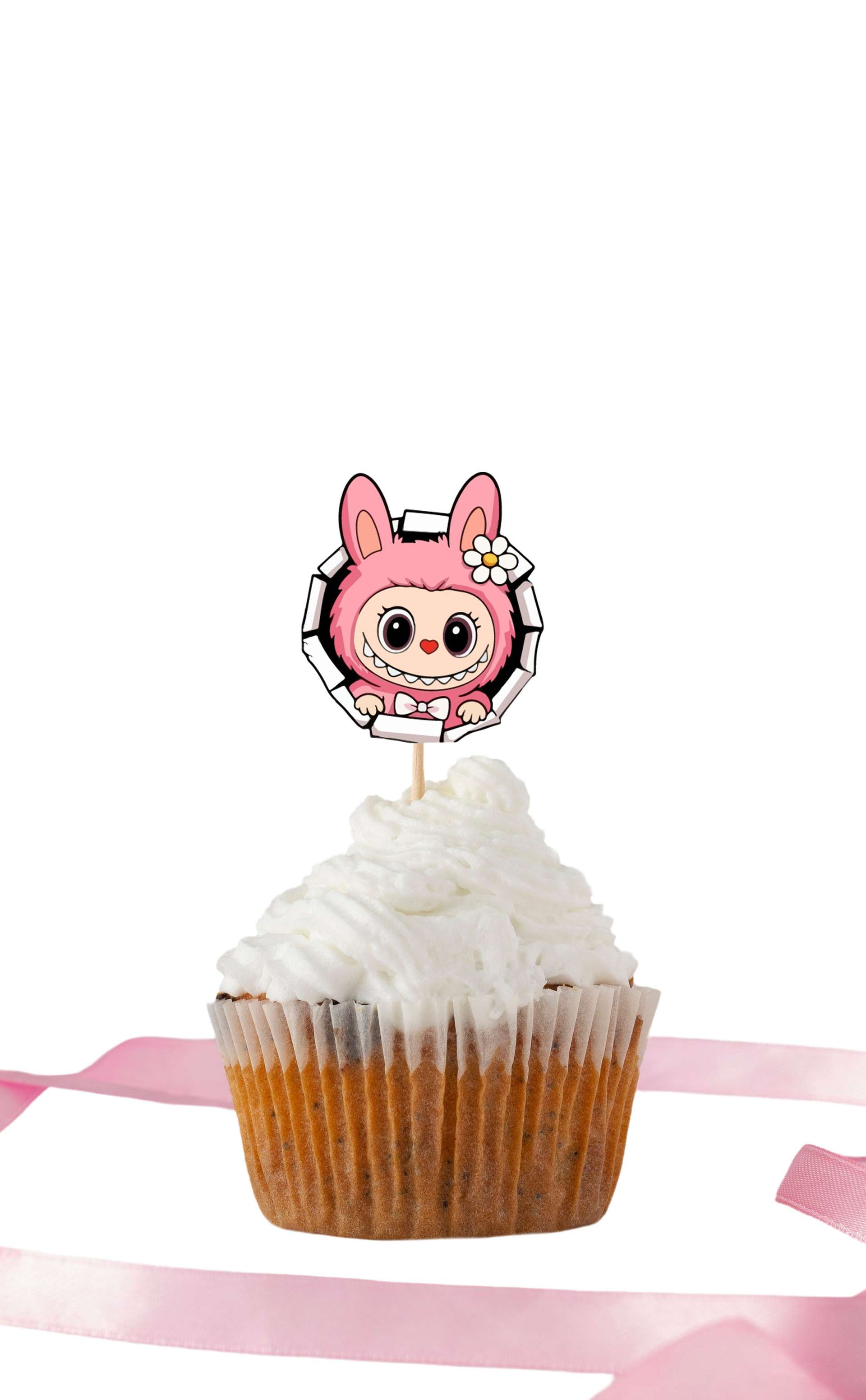Topper Kue Ulang Tahun Anak Tema Labubu Kawaii Pink - Image 2