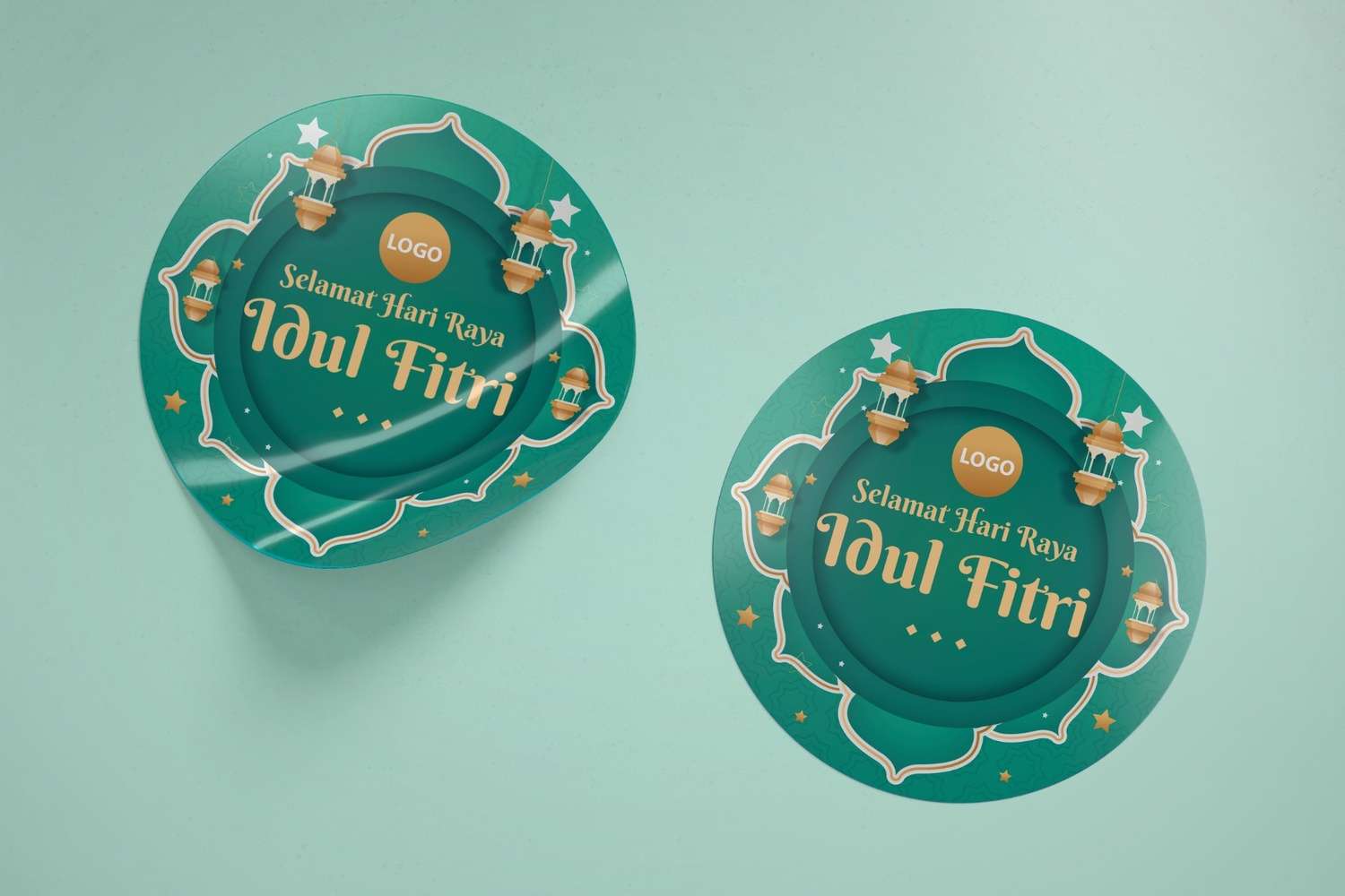 Selamat Hari Raya Idul Fitri Round Sticker Template – Islamic Celebration Label - Image 1