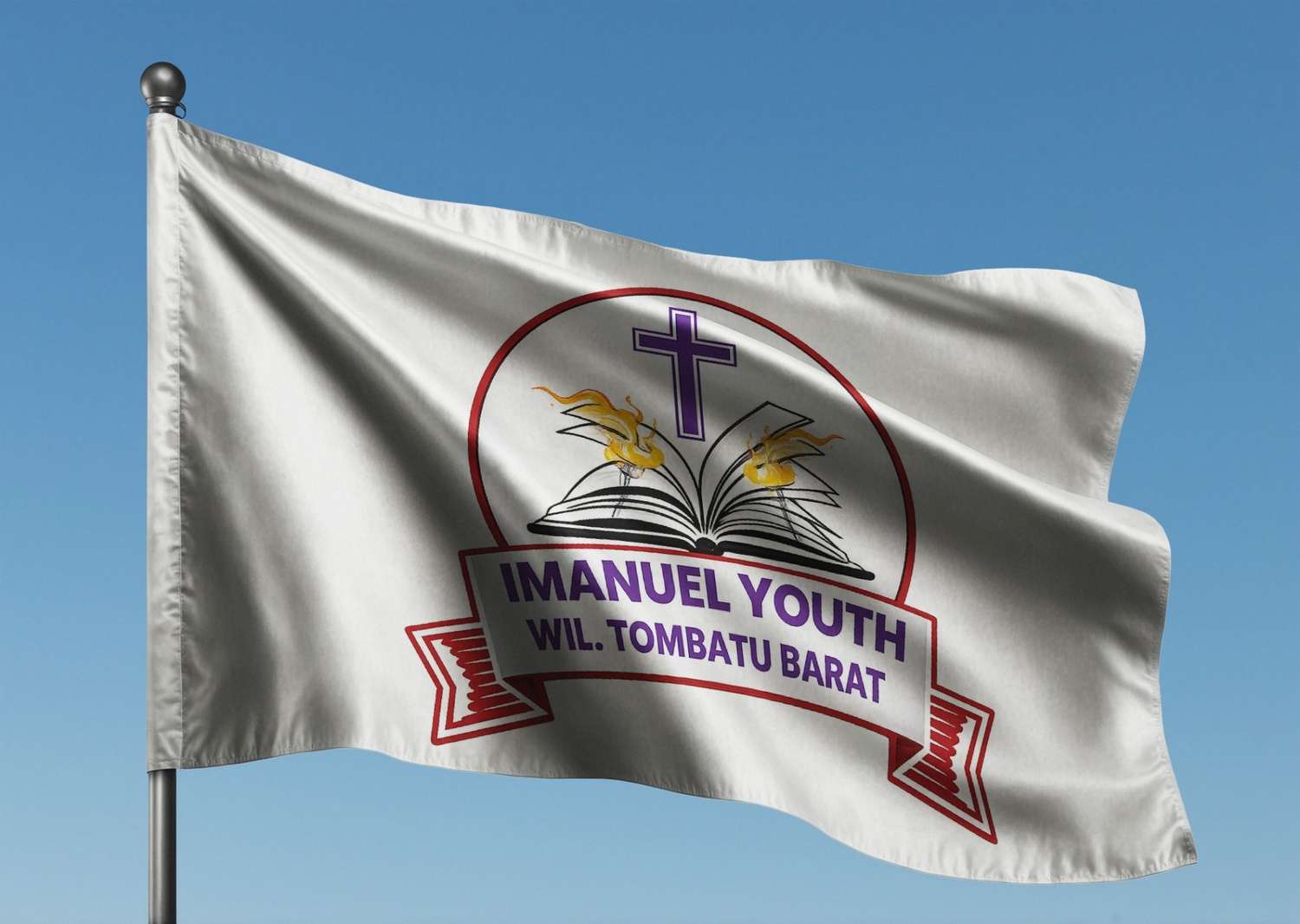 Template Bendera Pemuda GMIM untuk Acara Rohani dan Kegiatan Jemaat - Logo Jemaat Gereja - Image 1