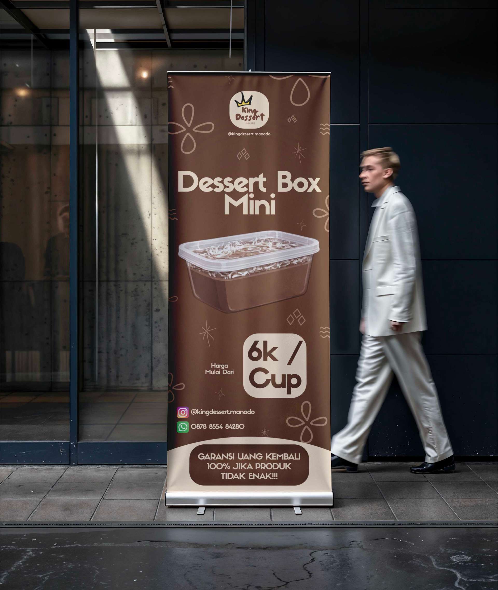 Roll Up Banner Menu Dessert Cokelat - Image 1