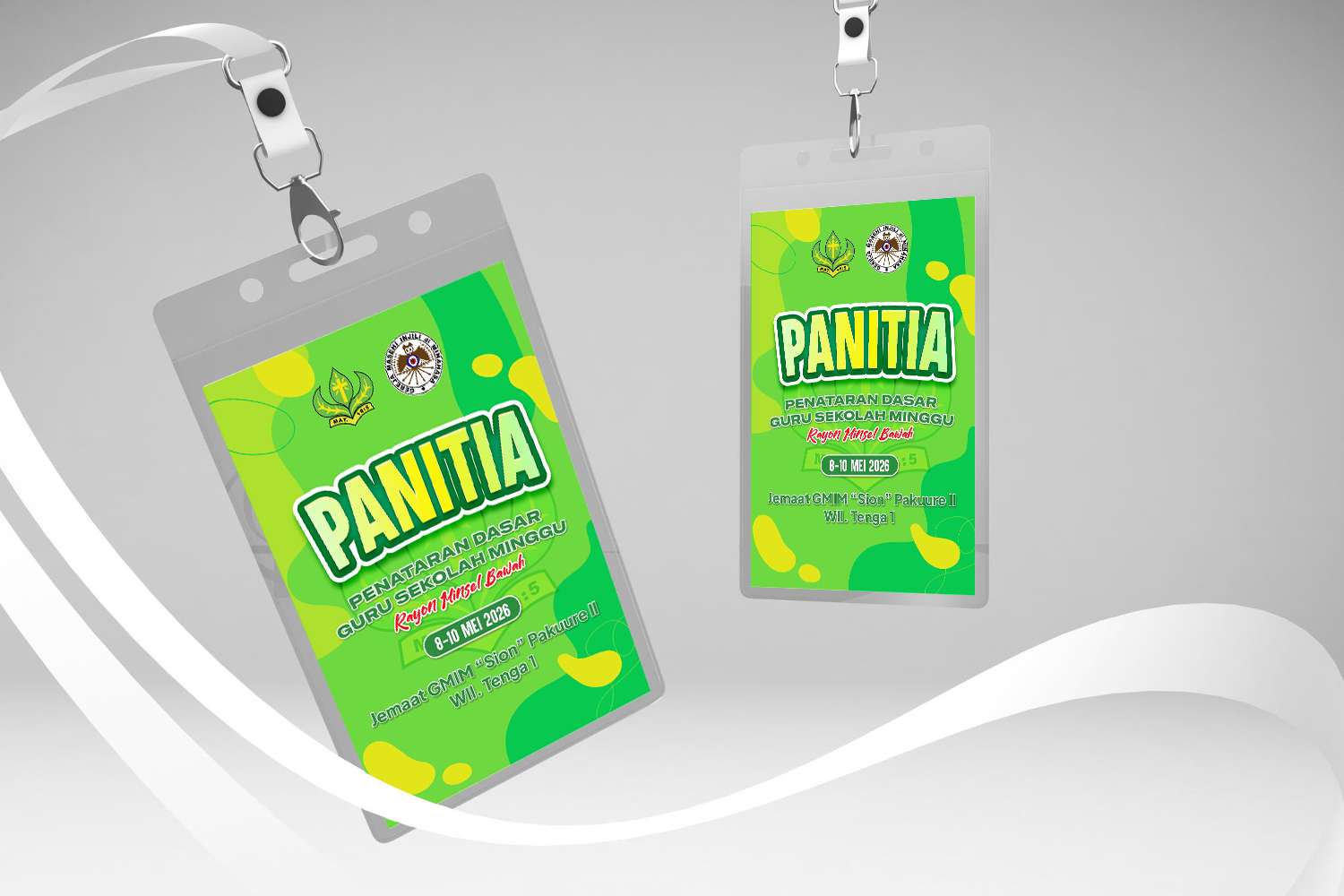 ID Card Panitia Event Gereja – Desain Lanyard Badge Modern Hijau - Image 1