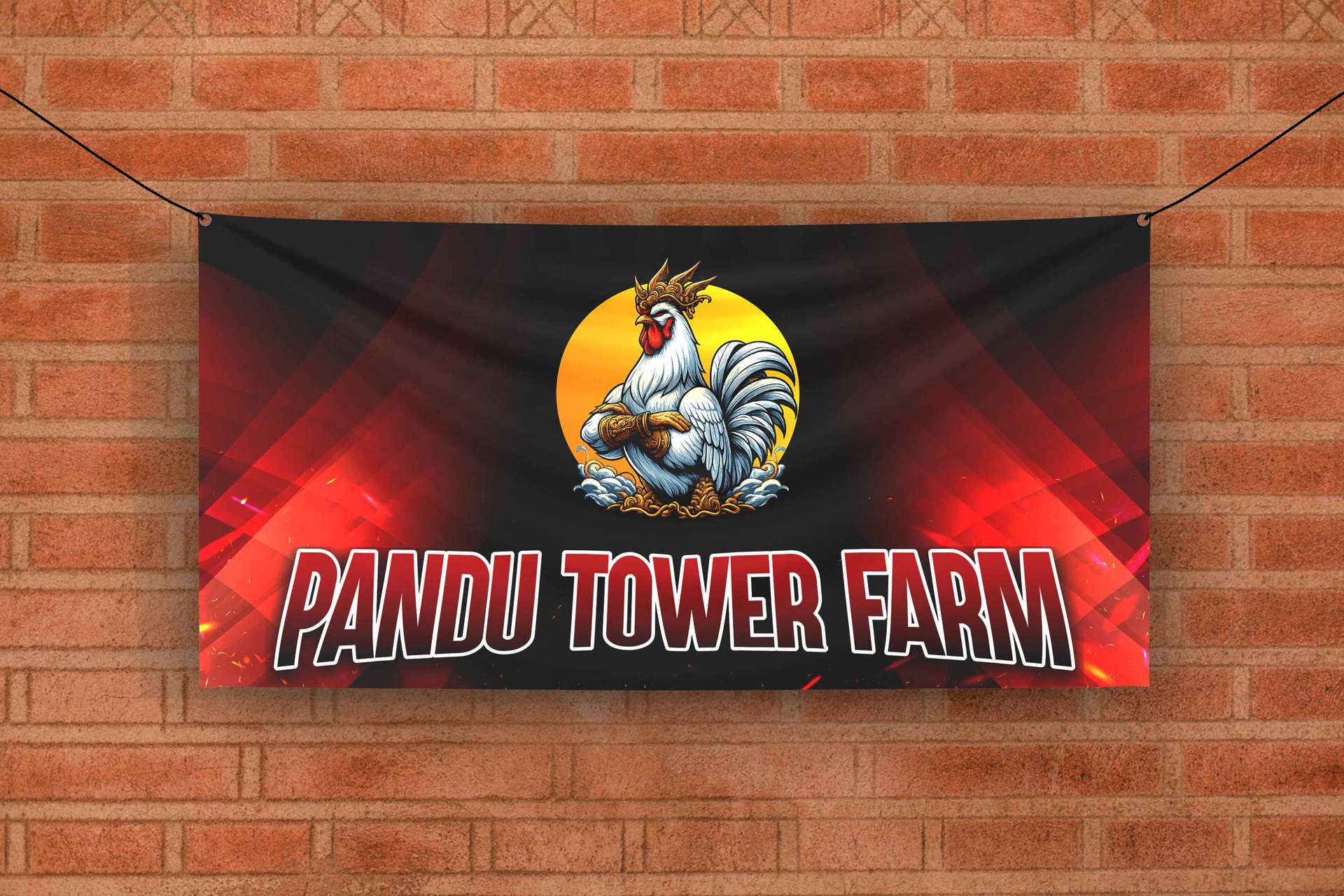 Banner Peternakan Ayam Modern - Red Black Gradient - Image 1