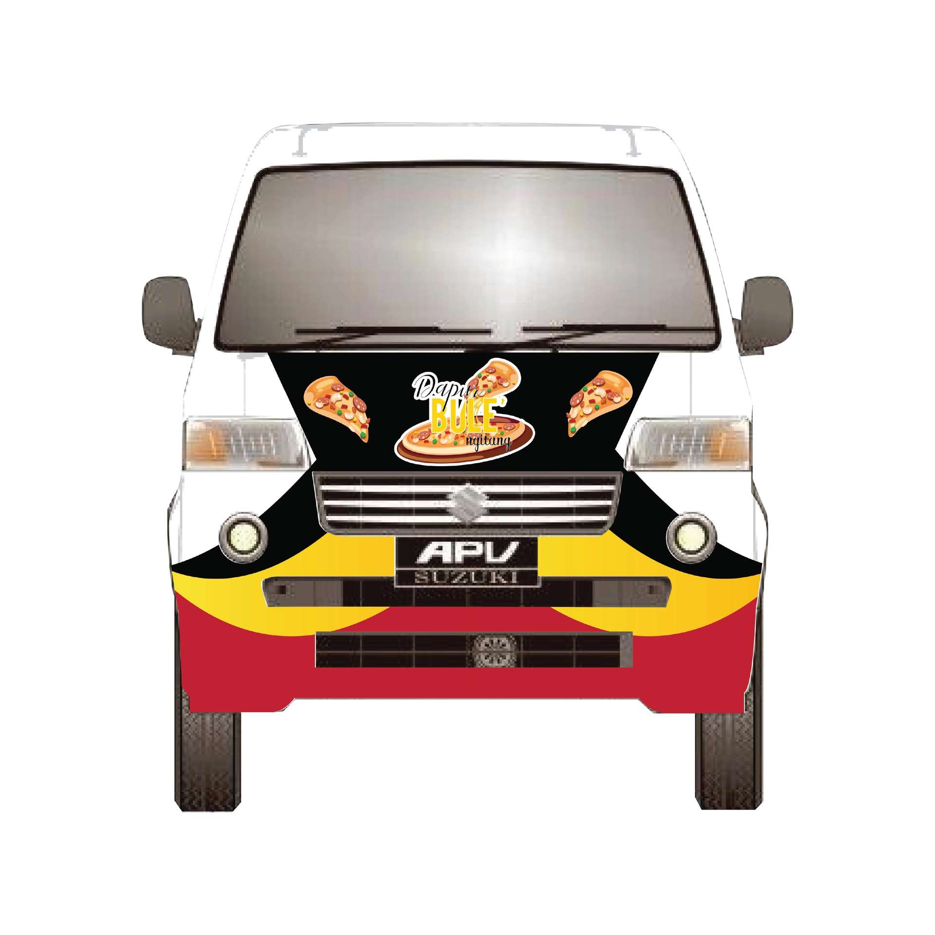 Branding Mobil Full Body UMKM Pizza Merah Kuning Hitam - Image 2