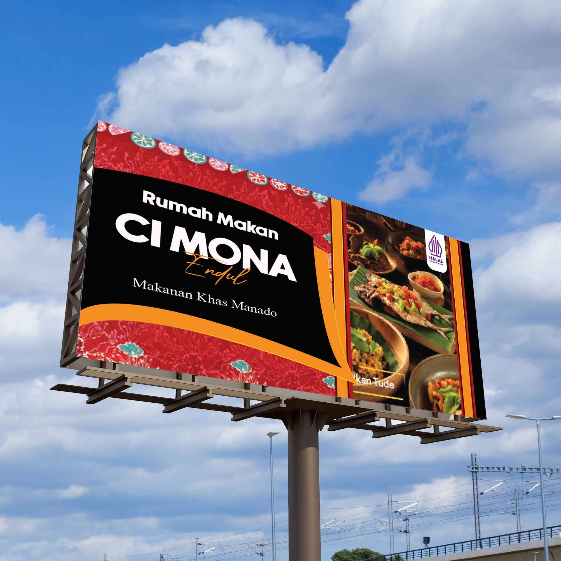 Desain Baliho Billboard Rumah Makan Merah Orange Hangat Khas - Image 1