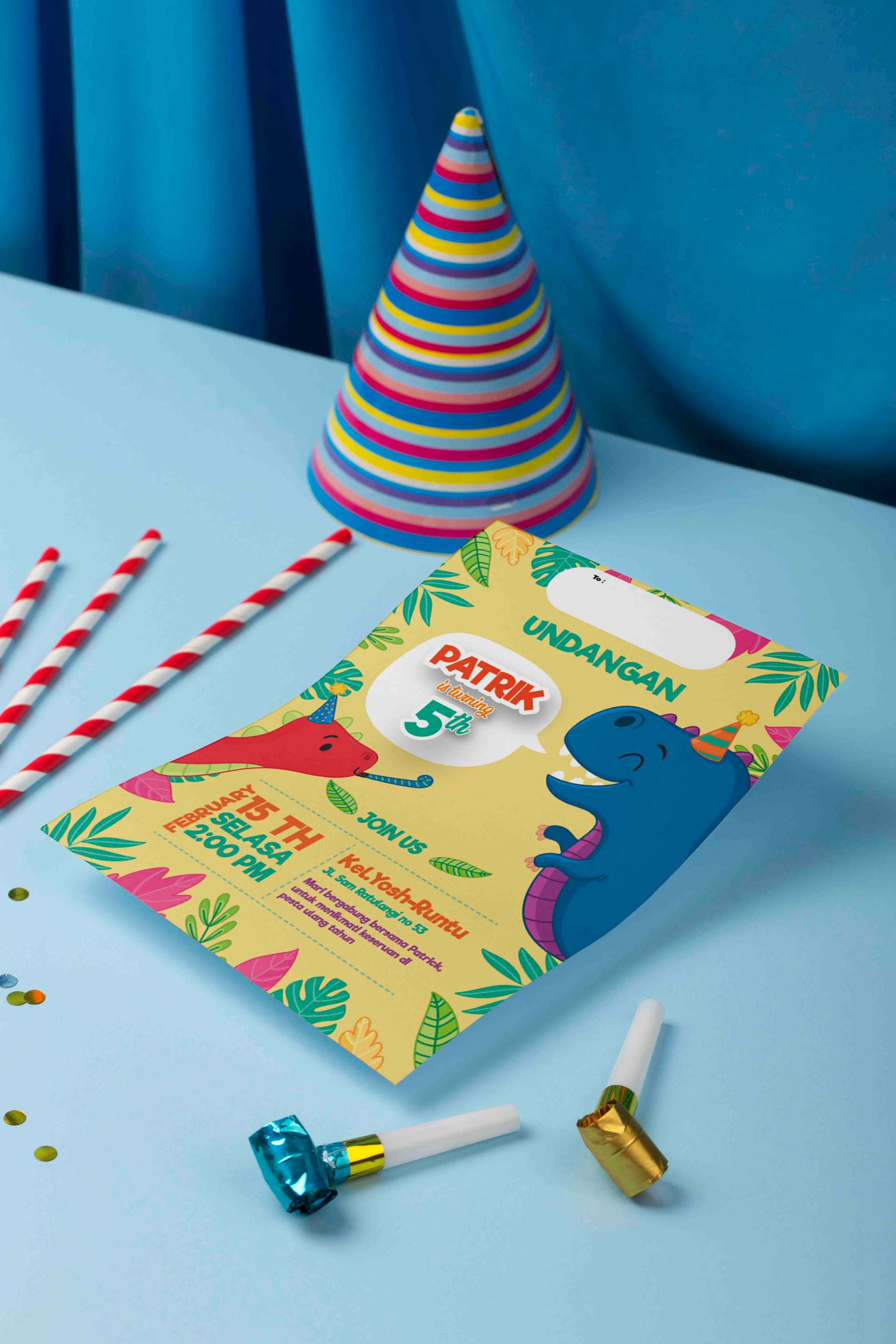 Undangan Ulang Tahun Anak Tema Dino Party - Image 1