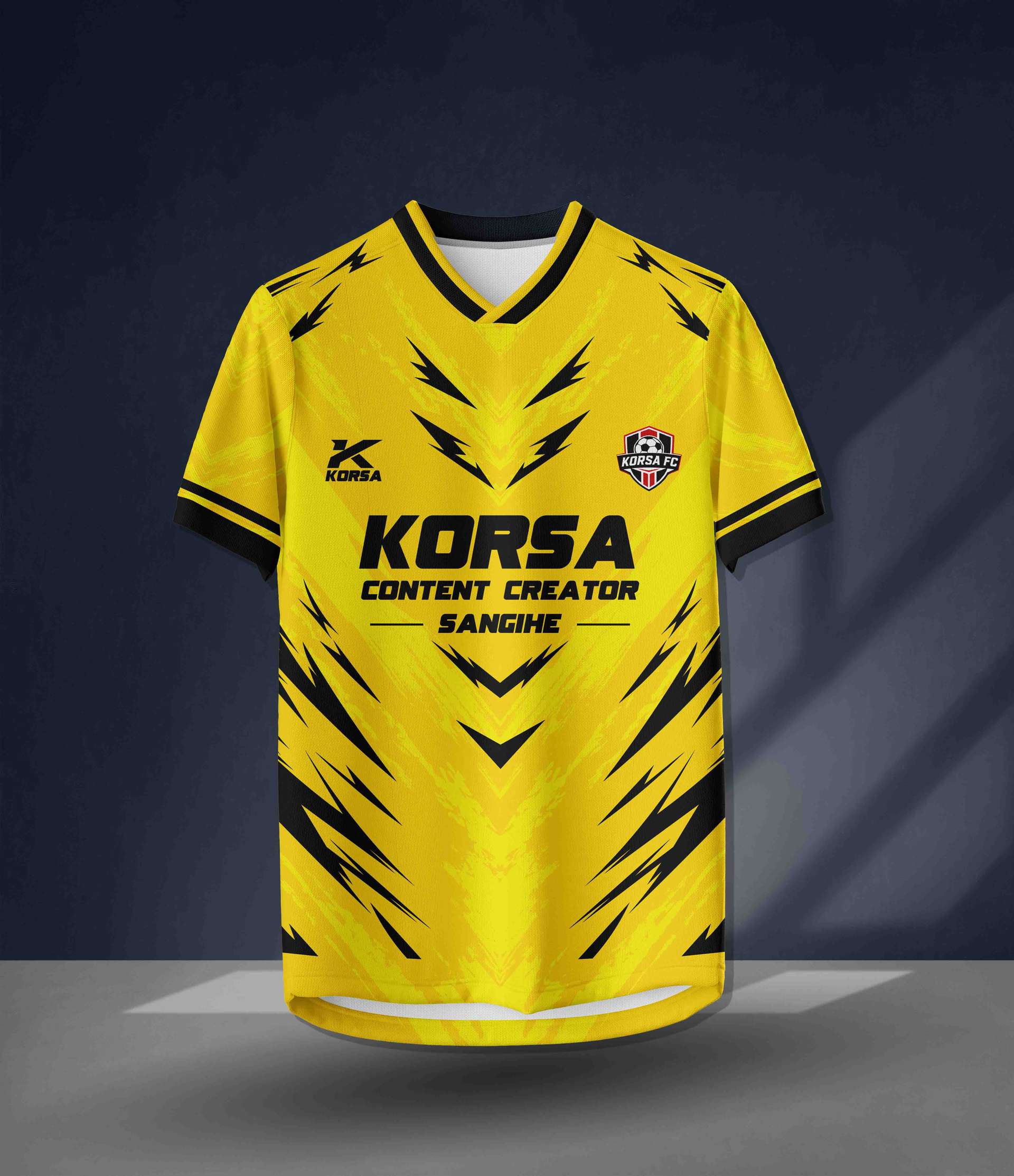 Jersey Futsal Custom Kuning Hitam Korsa FC – Desain Sporty Modern - Image 1