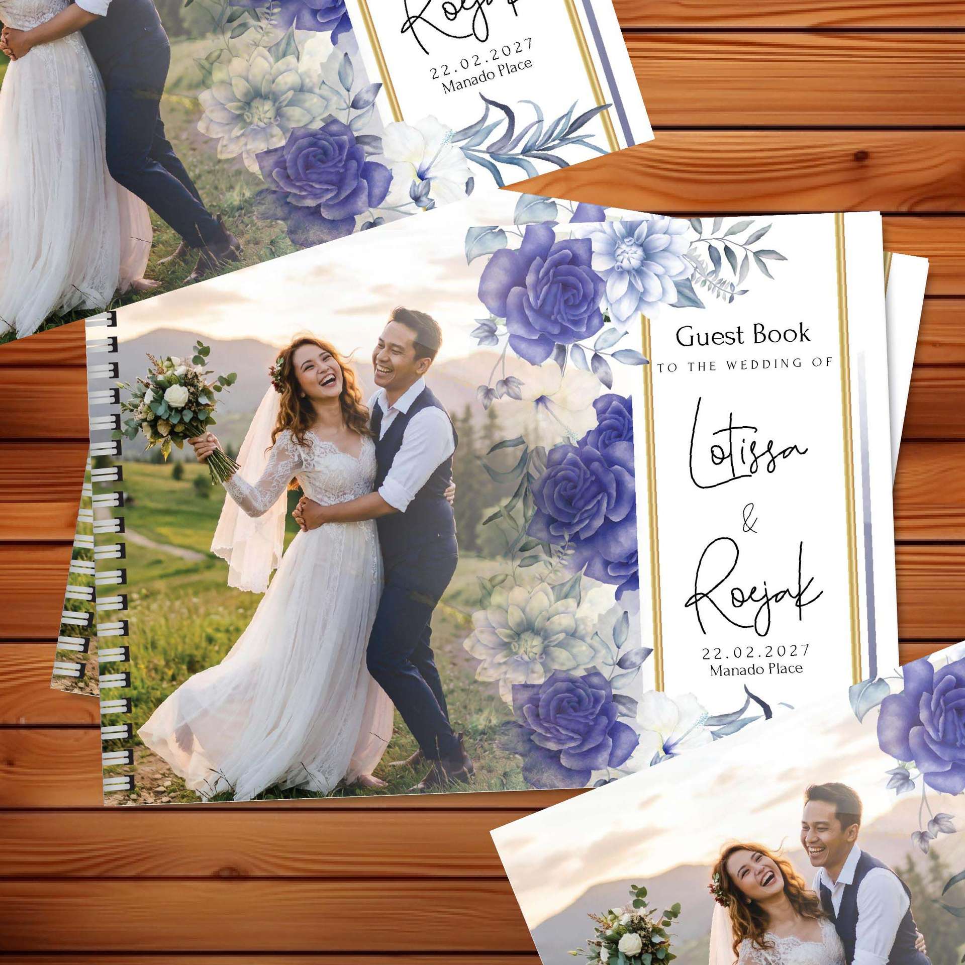 Buku Tamu Wedding Guest Book Tema Flower Ungu - Image 1