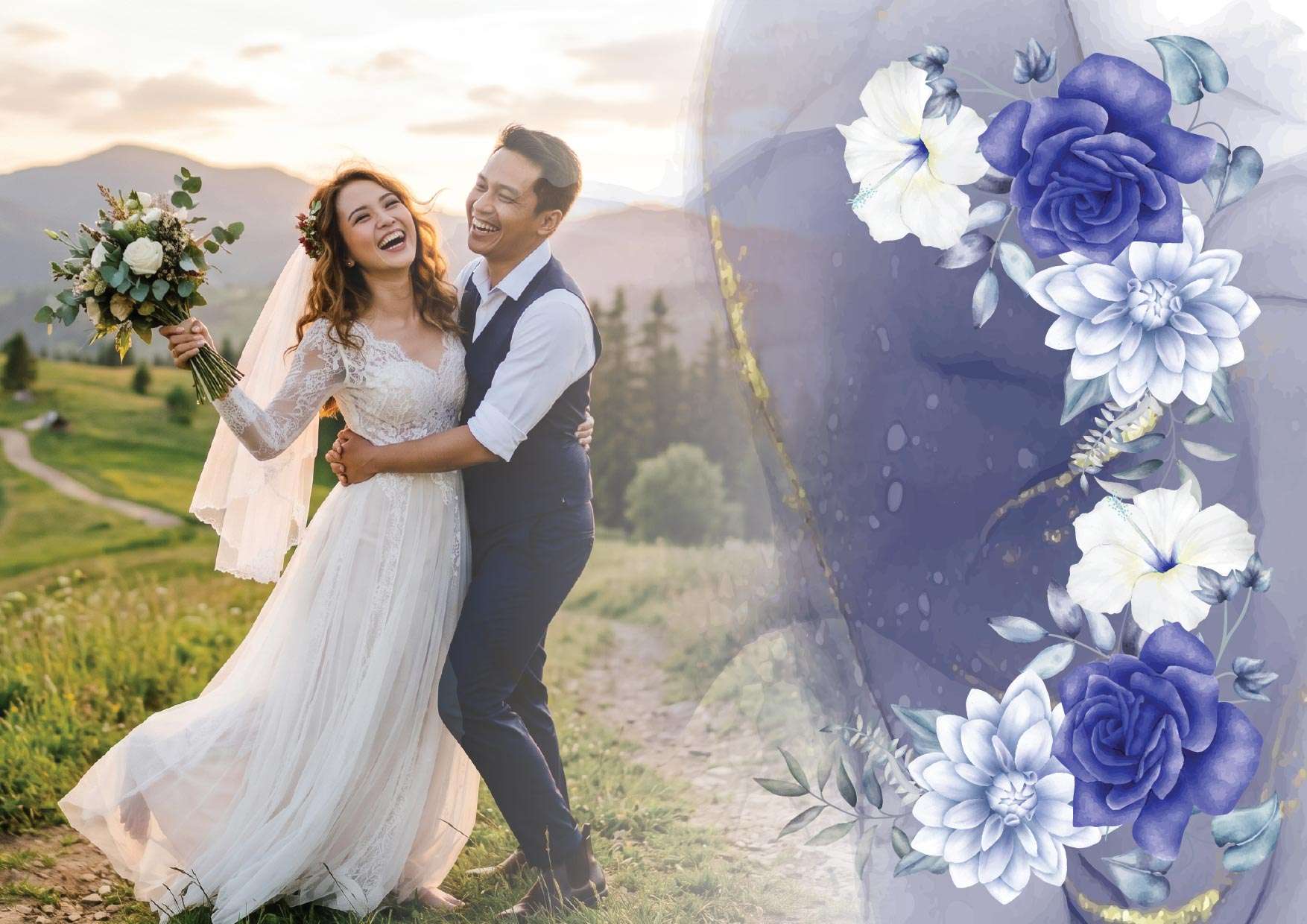 Buku Tamu Wedding Guest Book Tema Flower Ungu - Image 2