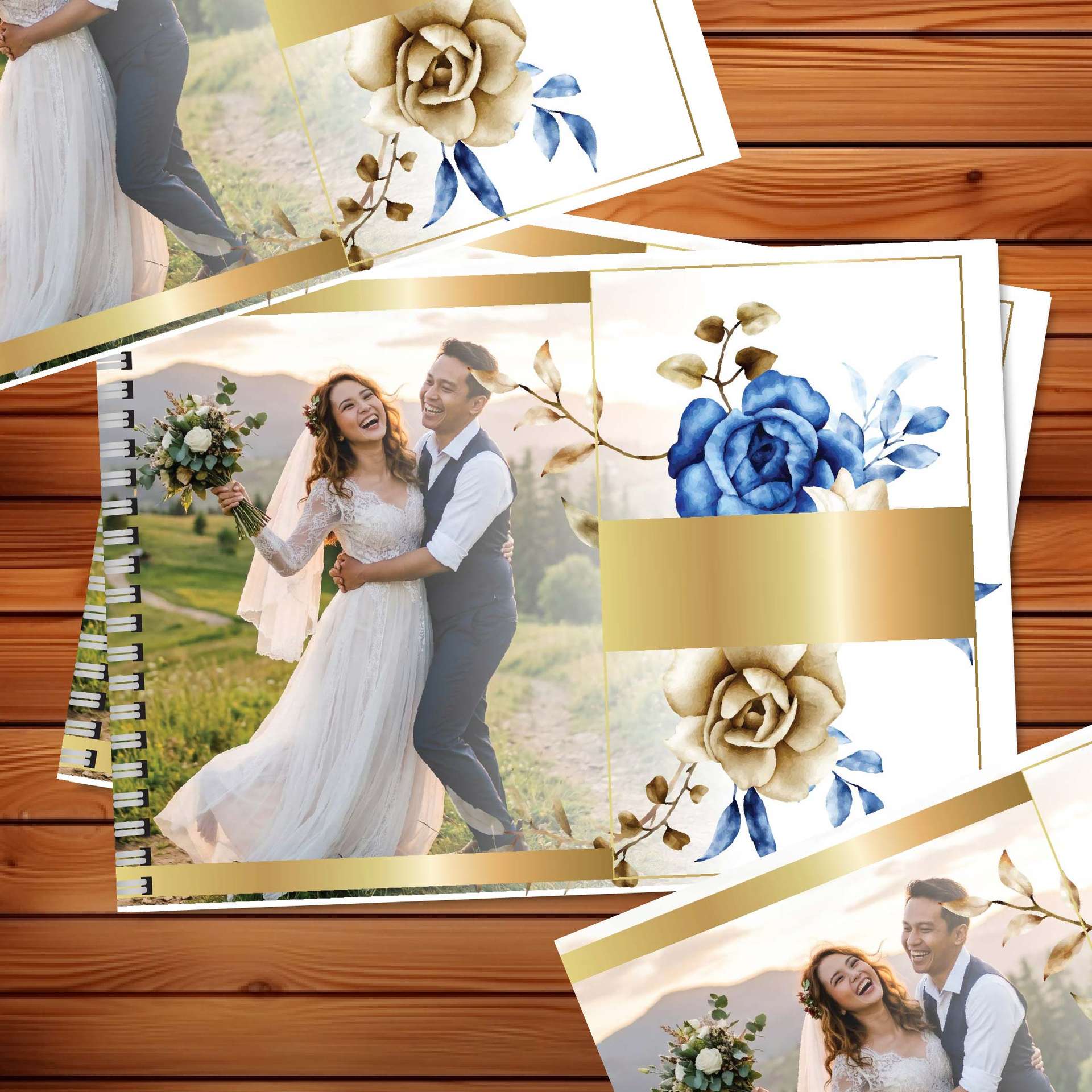 Buku Tamu Wedding Guest Book Tema Flower Gold - Image 2