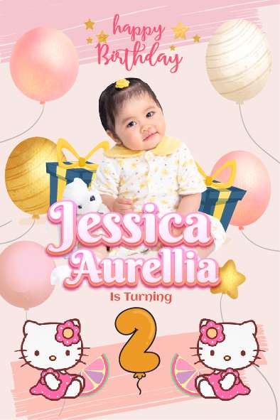 Baliho Hari Ulang Tahun Anak Hello Kitty - Image 1