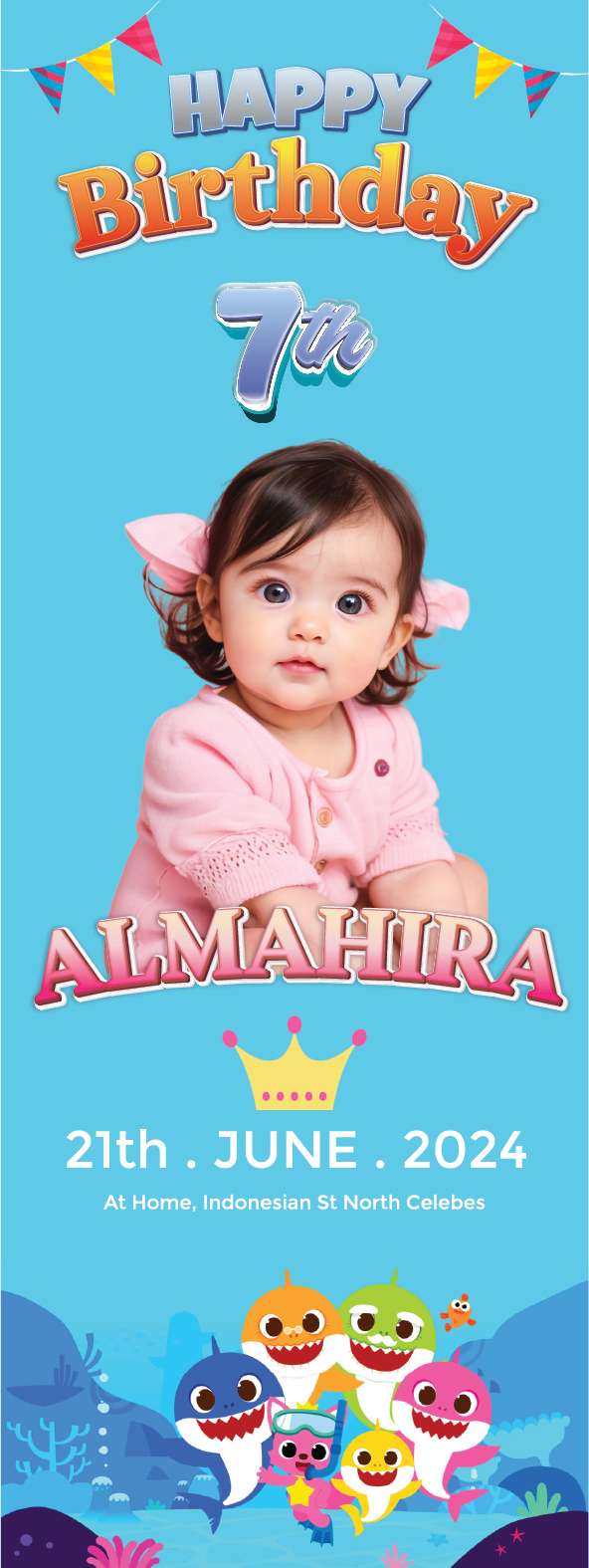 Standing Banner Ulang Tahun Baby Shark - Image 1