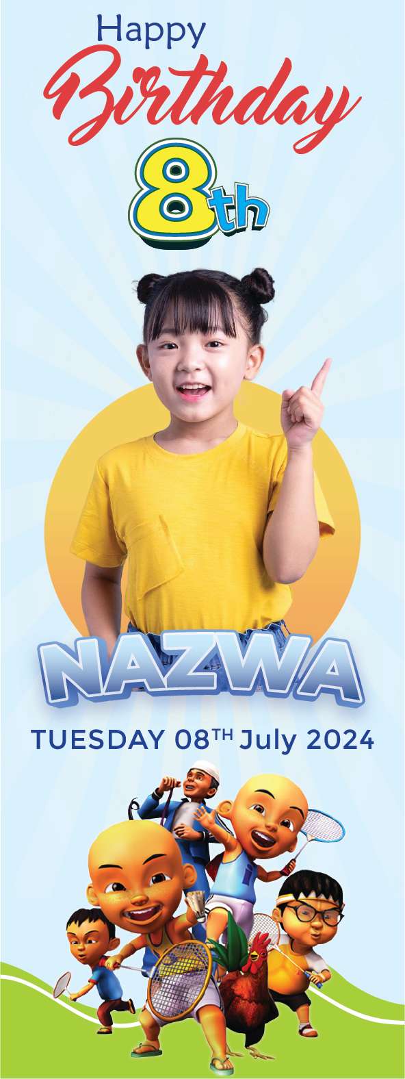 Standing Banner Ulang Tahun Upin Ipin - Image 1