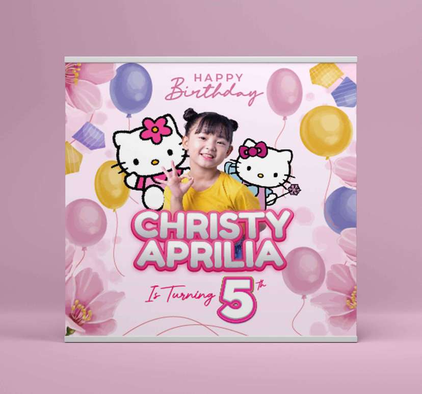 Baliho Hari Ulang Tahun Anak Hello Kitty - Image 2