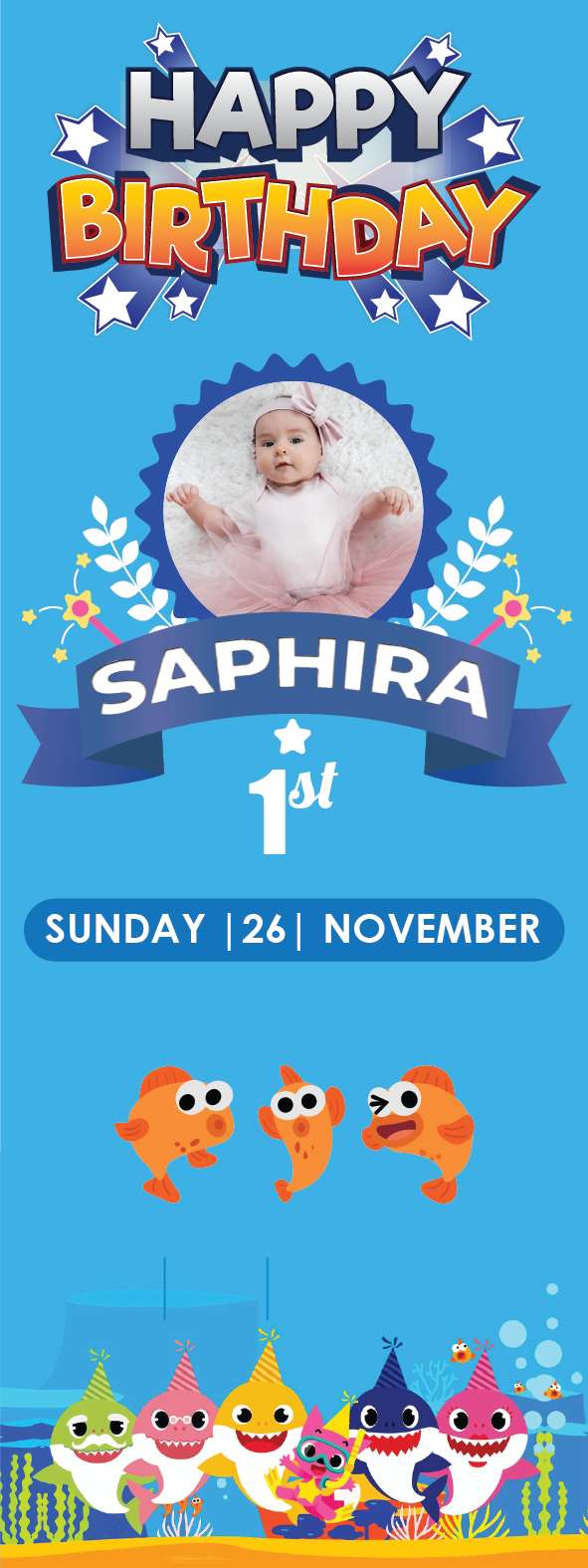 Standing Banner Ulang Tahun Baby Shark - Image 1