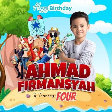 Baliho Hari Ulang Tahun Anak One Piece - Image 1