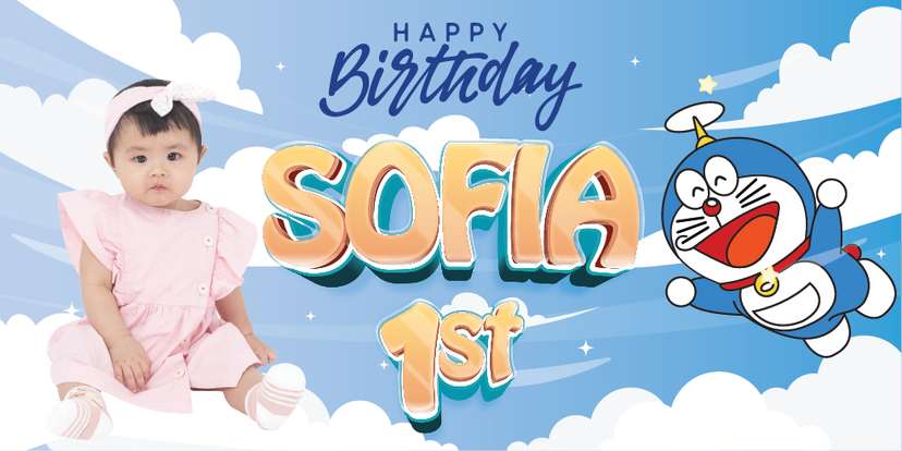 Baliho Ulang Tahun Doraemon - Image 1