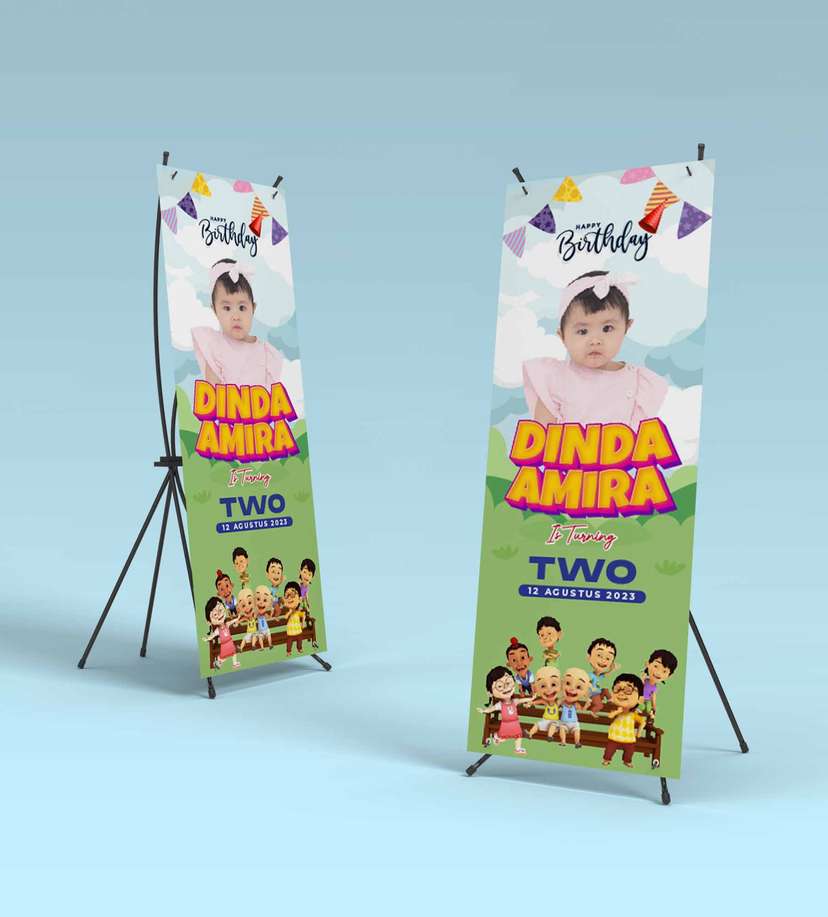 Standing Banner Hari Ulang Tahun Anak Upin Ipin - Image 2