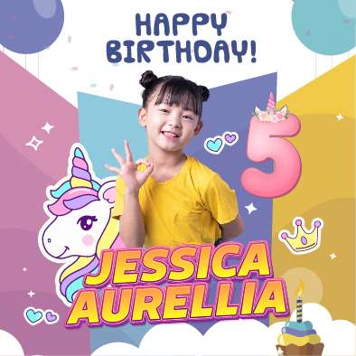 Baliho Hari Ulang Tahun Anak Unicorn - Image 1