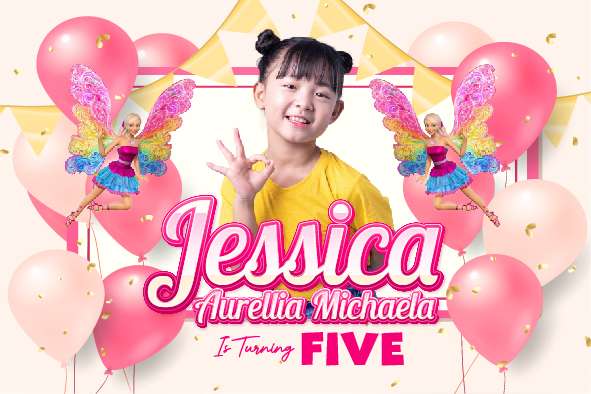 Baliho Hari Ulang Tahun Anak Barbie - Image 1