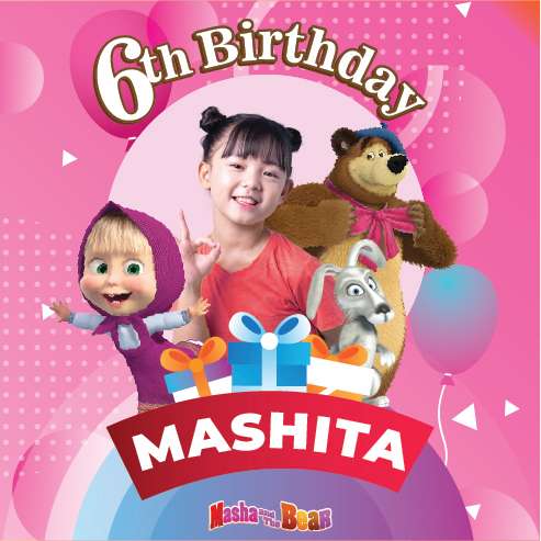 Baliho Ulang Tahun Masha and The Bear - Image 1