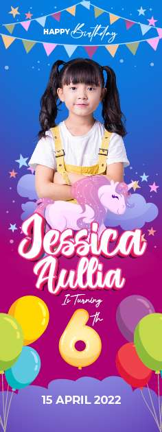 Standing Banner Hari Ulang Tahun Anak Unicorn - Image 1
