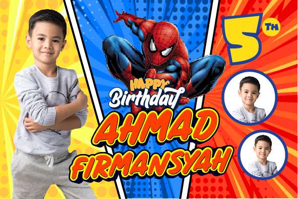 Baliho Hari Ulang Tahun Anak Spiderman - Image 1