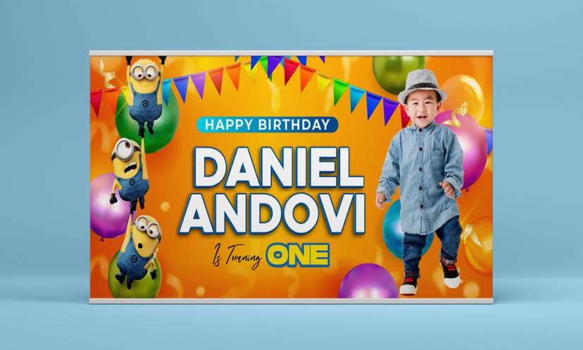 Baliho Hari Ulang Tahun Anak Minions - Image 2