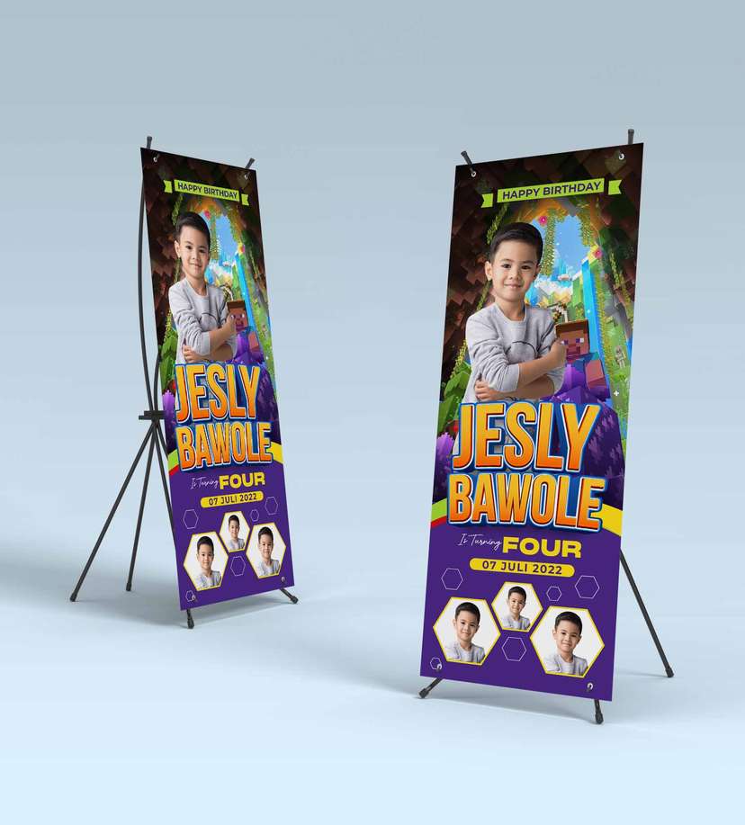 Standing Banner Hari Ulang Tahun Anak Minecraft - Image 1