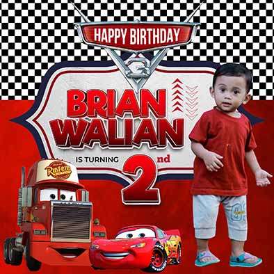 Baliho Hari Ulang Tahun Anak Cars Disney - Image 1