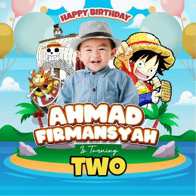 Baliho Hari Ulang Tahun Anak One Piece - Image 1
