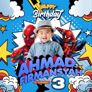 Baliho Hari Ulang Tahun Anak Spiderman - Image 1