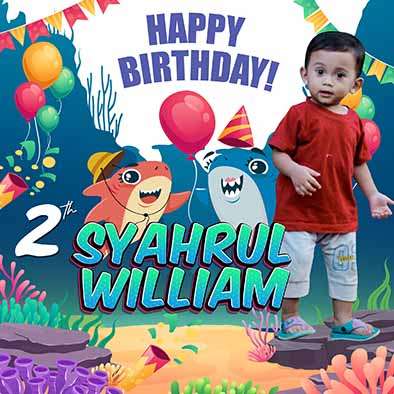 Baliho Hari Ulang Tahun Anak Baby Shark - Image 1