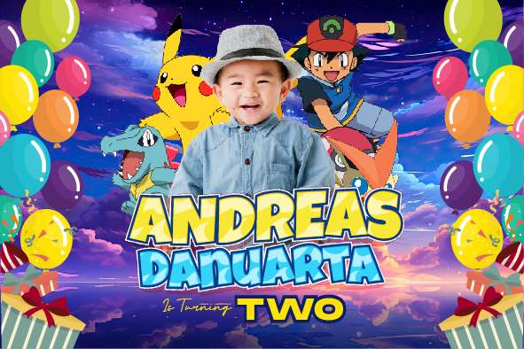 Baliho Hari Ulang Tahun Anak Pokemon - Image 1