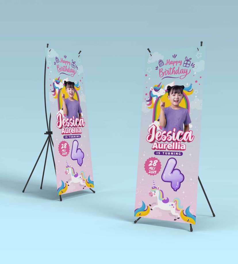Standing Banner Hari Ulang Tahun Anak Unicorn - Image 2