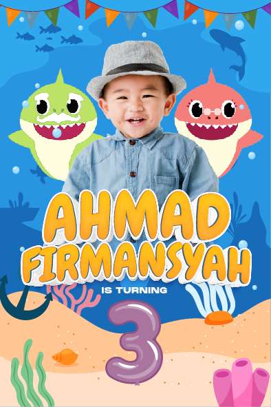Baliho Hari Ulang Tahun Anak Baby Shark - Image 1